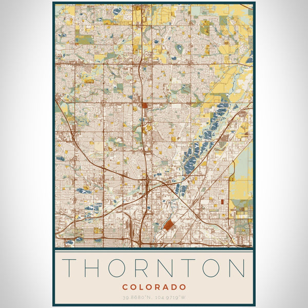Thornton - Colorado Map Print in Woodblock
