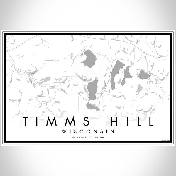 Timms Hill Wisconsin Map Print Landscape Orientation in Classic Style With Shaded Background