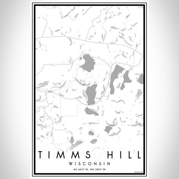 Timms Hill Wisconsin Map Print Portrait Orientation in Classic Style With Shaded Background