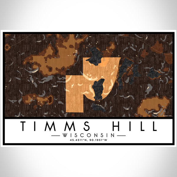 Timms Hill Wisconsin Map Print Landscape Orientation in Ember Style With Shaded Background