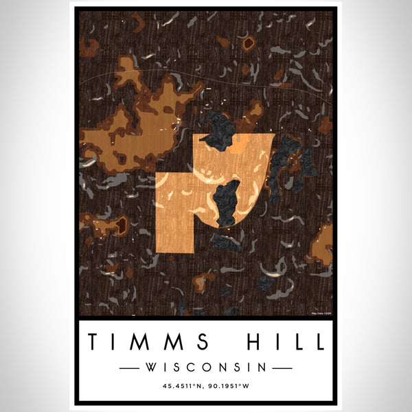 Timms Hill Wisconsin Map Print Portrait Orientation in Ember Style With Shaded Background