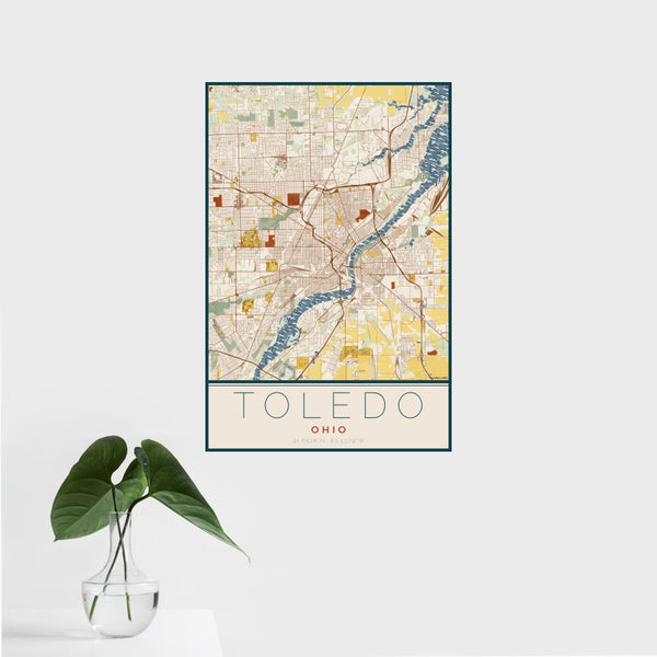 Toledo - Ohio Map Print in Woodblock