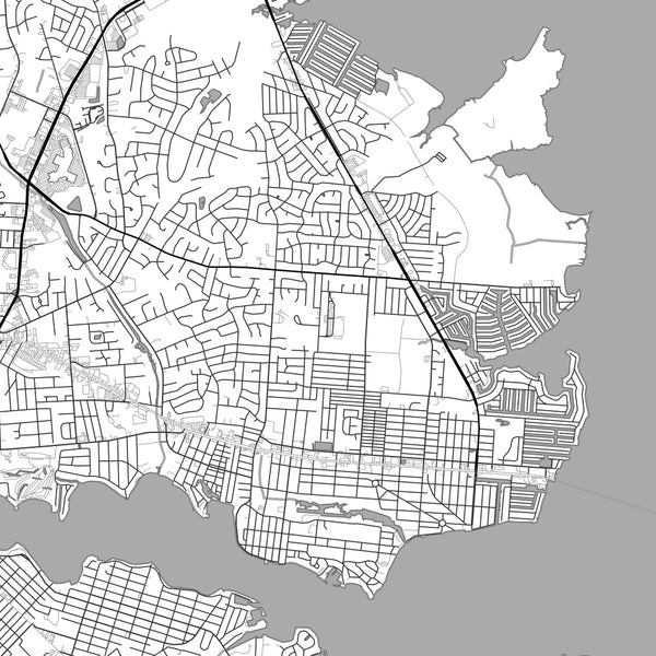 Toms River New Jersey Map Print in Classic Style Zoomed In Close Up Showing Details