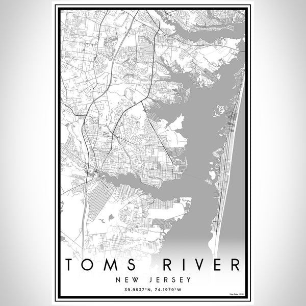 Toms River New Jersey Map Print Portrait Orientation in Classic Style With Shaded Background