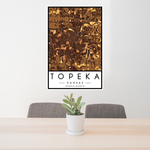 Topeka - Kansas Map Print in Ember