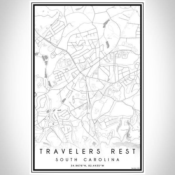 Travelers Rest South Carolina Map Print Portrait Orientation in Classic Style With Shaded Background