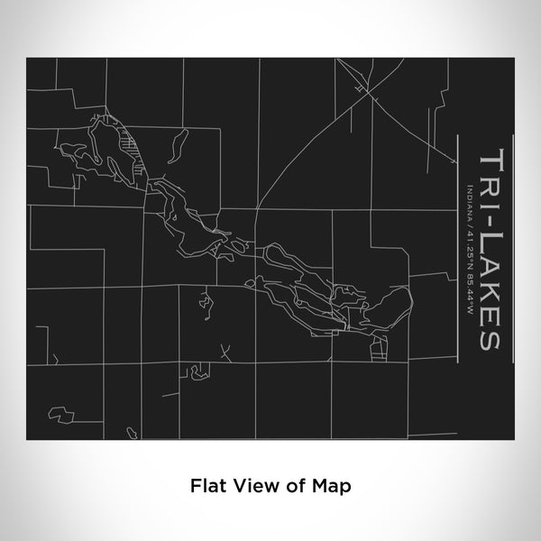 Rendered View of Tri-Lakes Indiana Map Engraving on 20oz Stainless Steel Insulated Bottle with Bamboo Top in Black