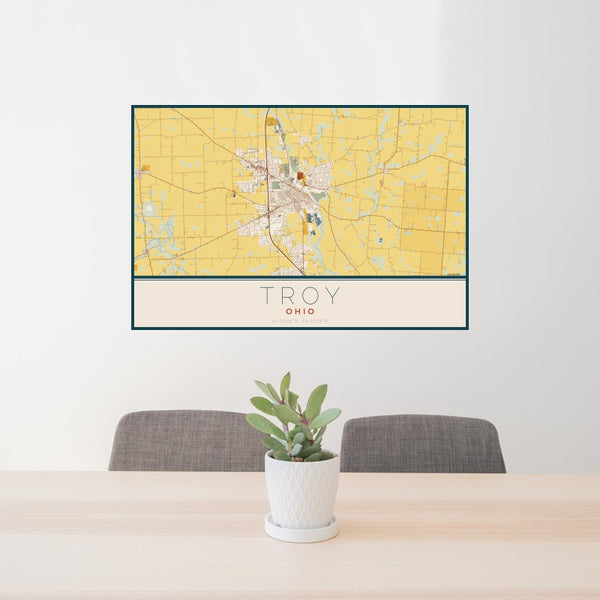 Troy - Ohio Map Print in Woodblock