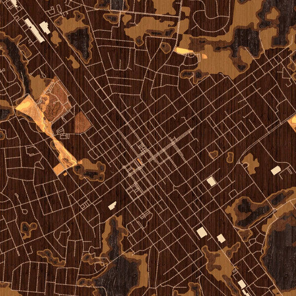 Tullahoma Tennessee Map Print in Ember Style Zoomed In Close Up Showing Details