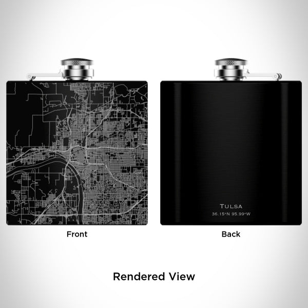 Tulsa - Oklahoma Map Hip Flask in Matte Black