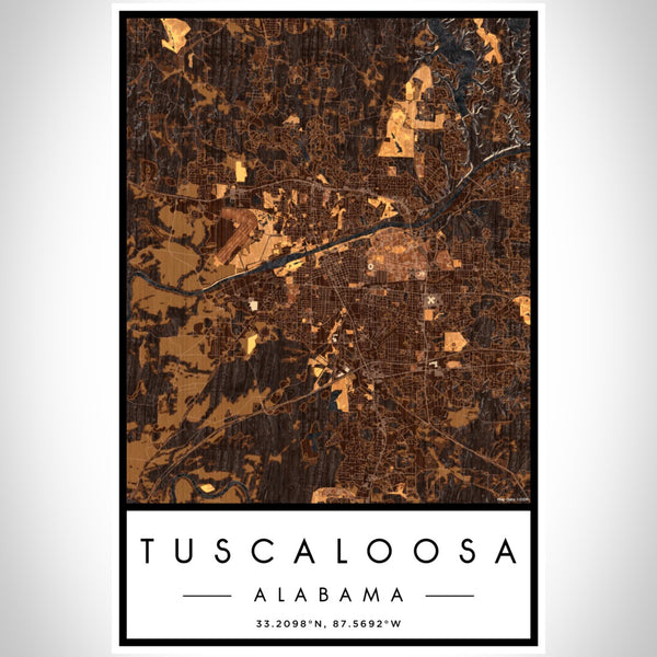 Tuscaloosa - Alabama Map Print in Ember