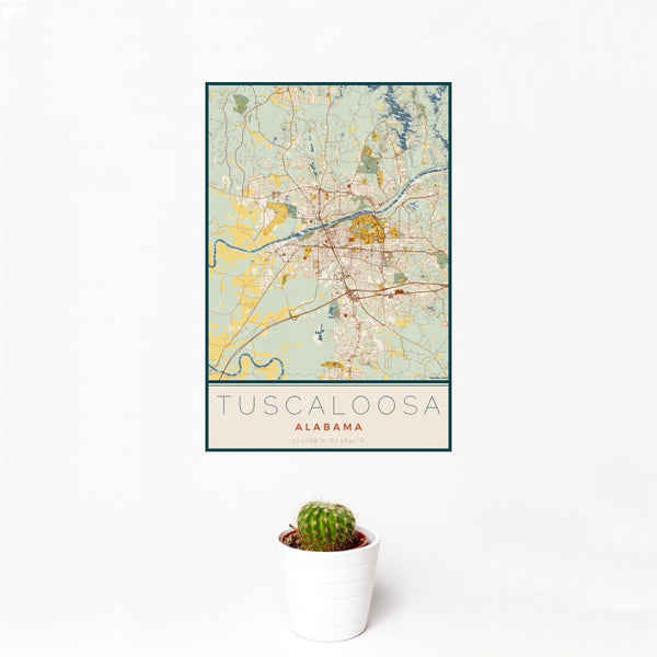Tuscaloosa - Alabama Map Print in Woodblock