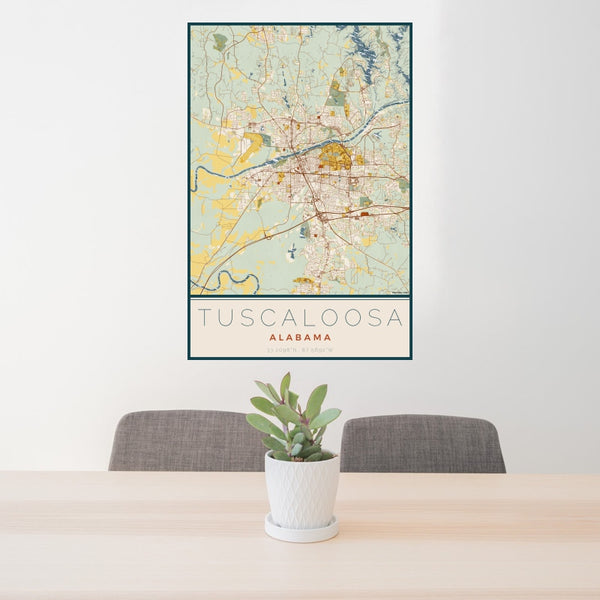 Tuscaloosa - Alabama Map Print in Woodblock