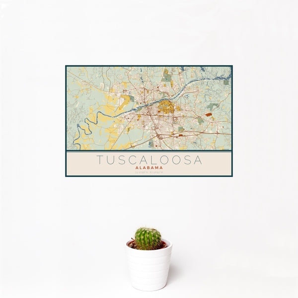 Tuscaloosa - Alabama Map Print in Woodblock