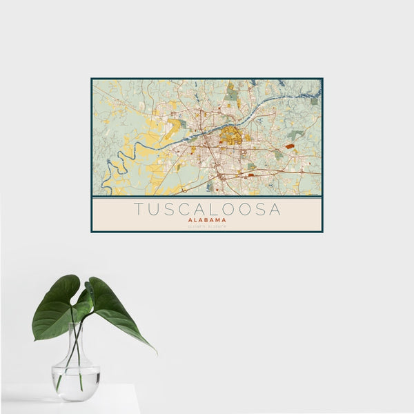 Tuscaloosa - Alabama Map Print in Woodblock