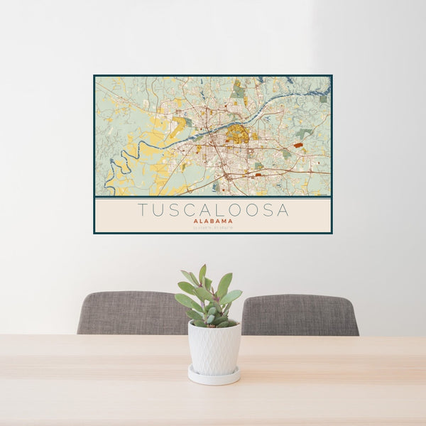 Tuscaloosa - Alabama Map Print in Woodblock