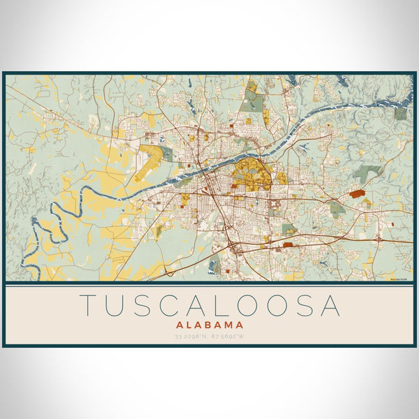 Tuscaloosa - Alabama Map Print in Woodblock