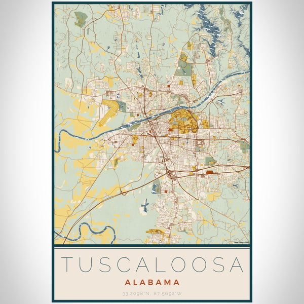 Tuscaloosa - Alabama Map Print in Woodblock