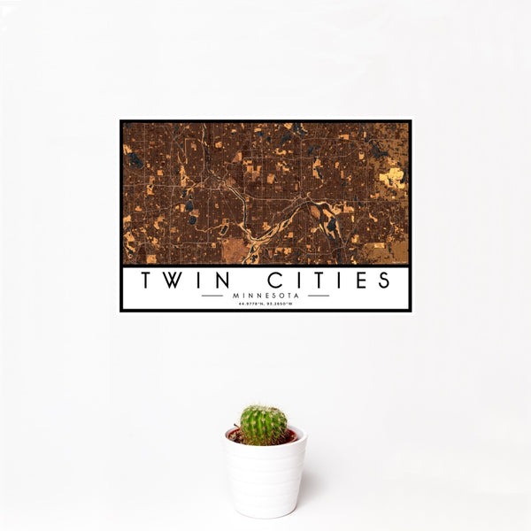 Twin Cities - Minnesota Map Print in Ember