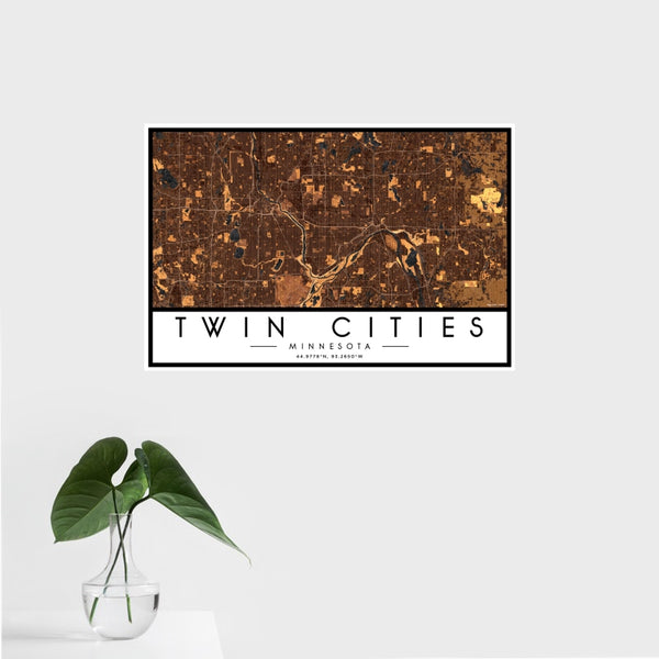 Twin Cities - Minnesota Map Print in Ember