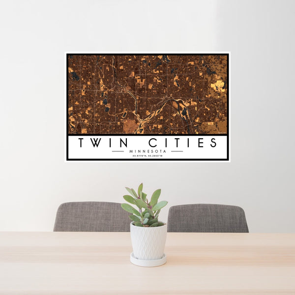 Twin Cities - Minnesota Map Print in Ember
