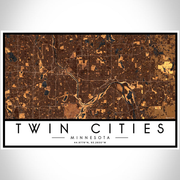 Twin Cities - Minnesota Map Print in Ember