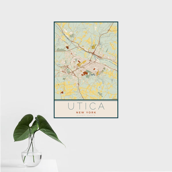 Utica - New York Map Print in Woodblock