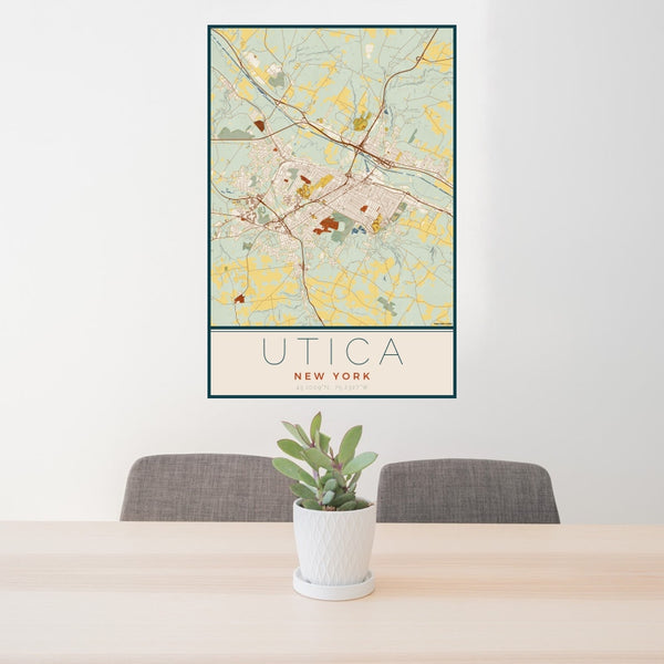 Utica - New York Map Print in Woodblock