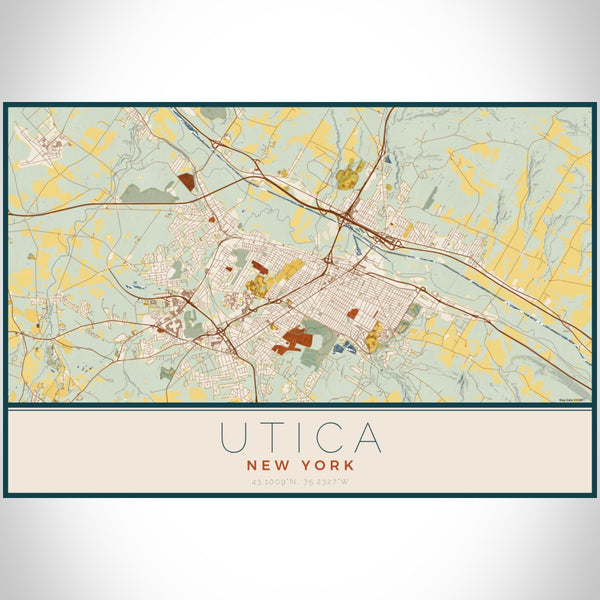 Utica - New York Map Print in Woodblock