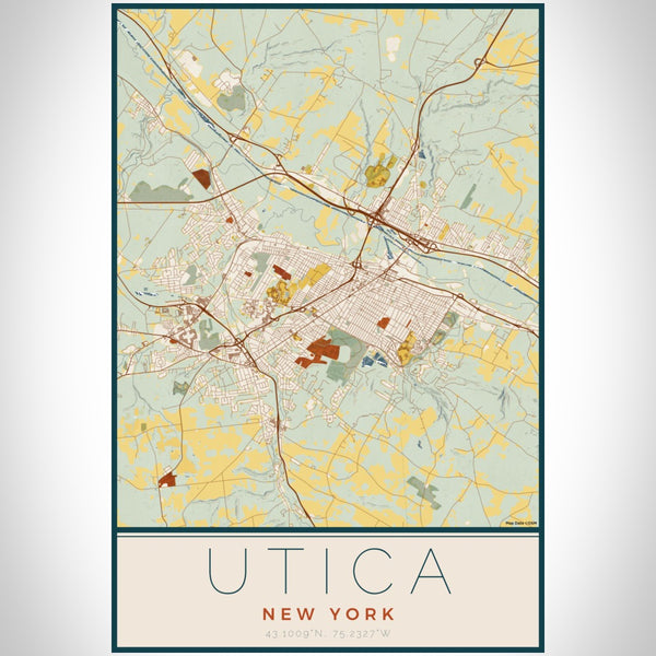 Utica - New York Map Print in Woodblock