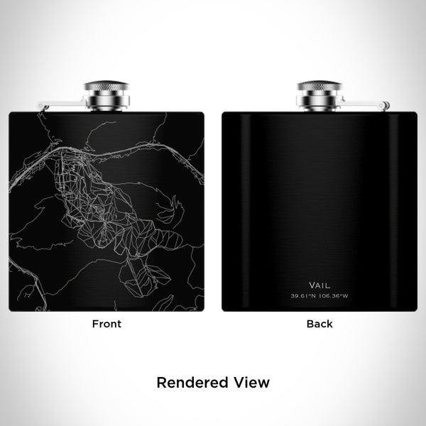 Vail - Colorado Map Hip Flask in Matte Black
