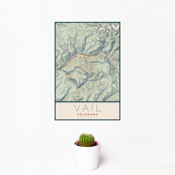 Vail - Colorado Map Print in Woodblock
