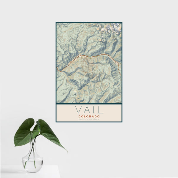 Vail - Colorado Map Print in Woodblock