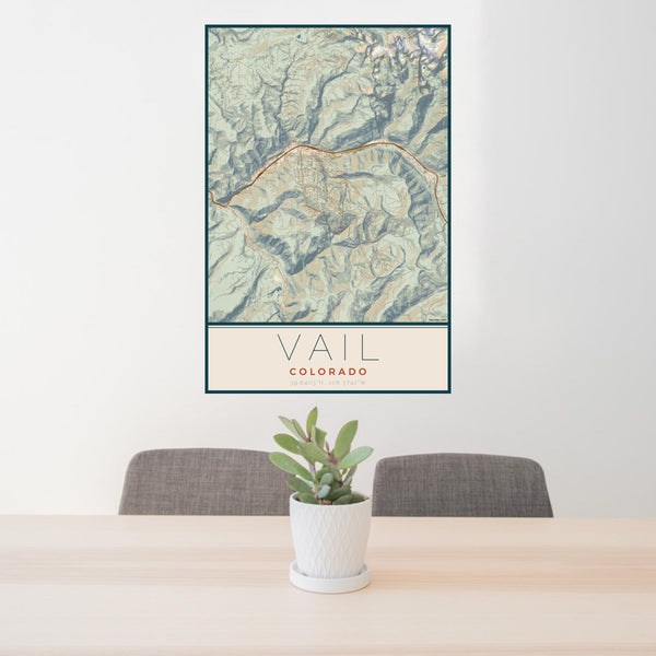 Vail - Colorado Map Print in Woodblock