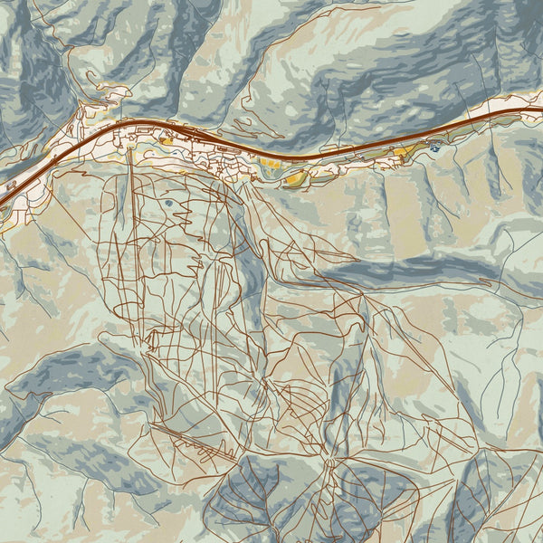 Vail - Colorado Map Print in Woodblock