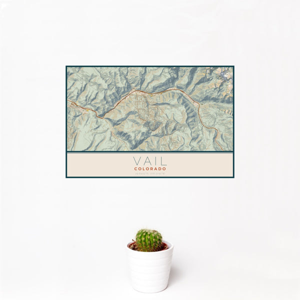 Vail - Colorado Map Print in Woodblock