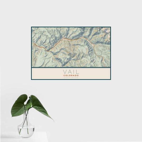 Vail - Colorado Map Print in Woodblock