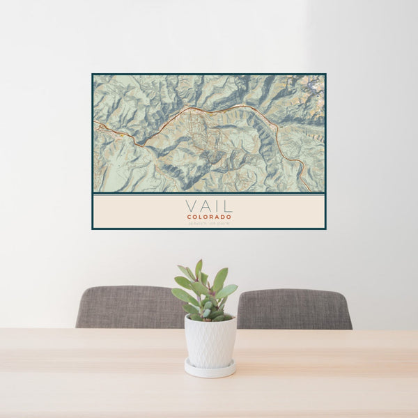 Vail - Colorado Map Print in Woodblock