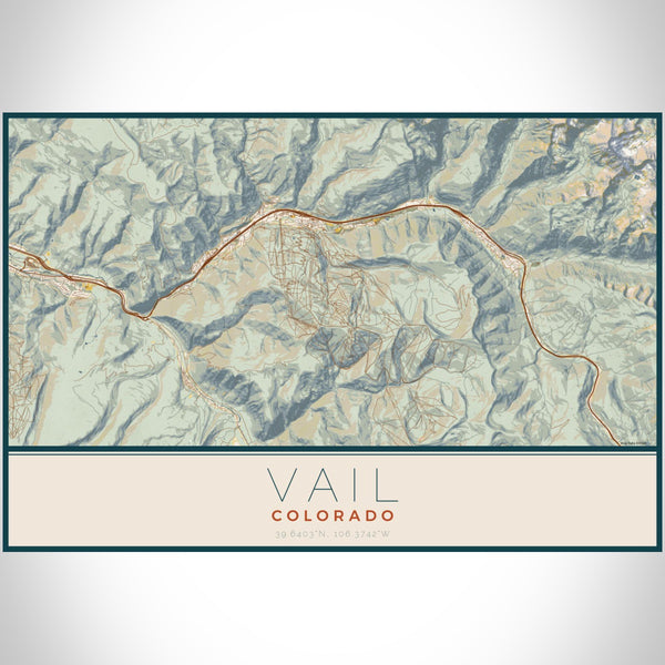 Vail - Colorado Map Print in Woodblock