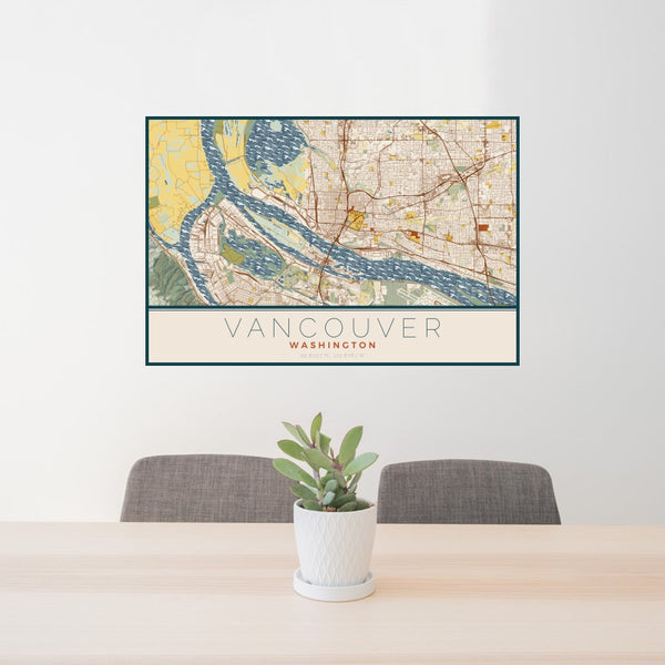 Vancouver - Washington Map Print in Woodblock