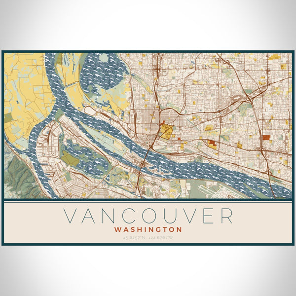 Vancouver - Washington Map Print in Woodblock
