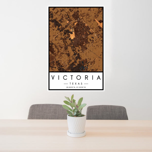 Victoria - Texas Map Print in Ember