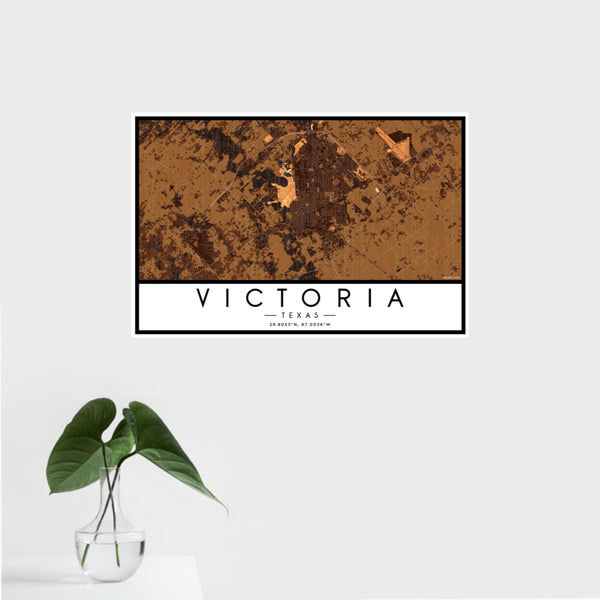 Victoria - Texas Map Print in Ember