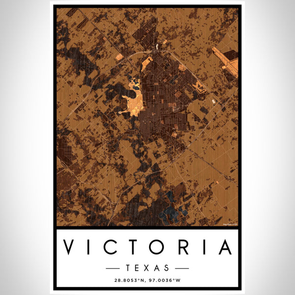 Victoria - Texas Map Print in Ember