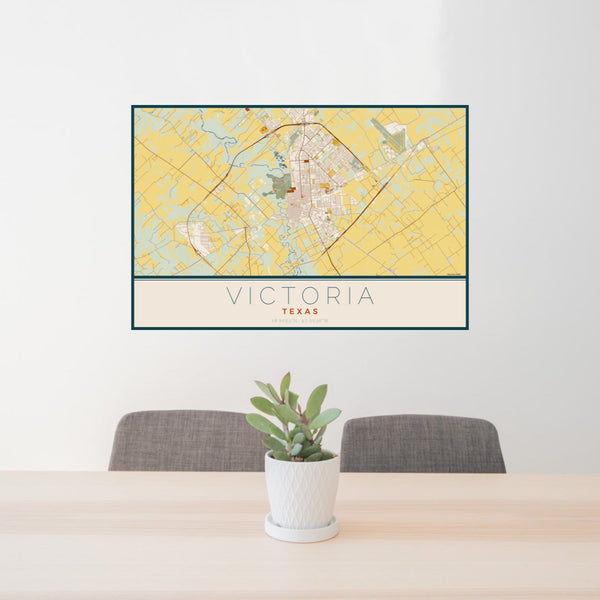 Victoria - Texas Map Print in Woodblock