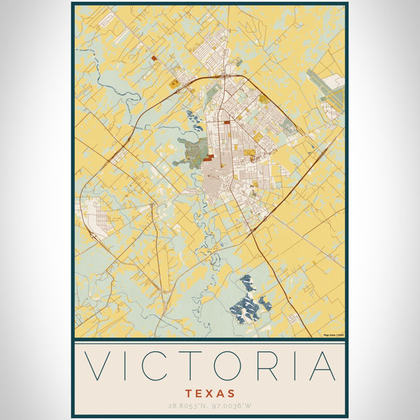 Victoria - Texas Map Print in Woodblock
