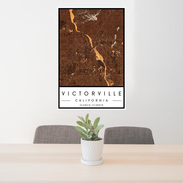 Victorville - California Map Print in Ember