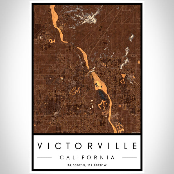 Victorville - California Map Print in Ember