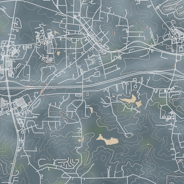 Villa Rica Georgia Map Print in Afternoon Style Zoomed In Close Up Showing Details