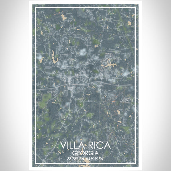 Villa Rica Georgia Map Print Portrait Orientation in Afternoon Style With Shaded Background